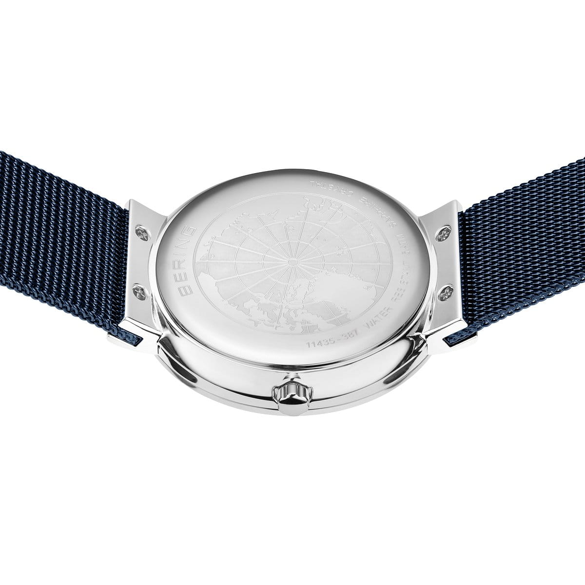 BERING Ceramic Polished Silver 35mm Blue Mother of Pearl Women's Watch 11435-387