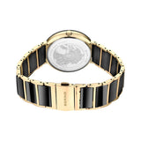 BERING Ceramic Polished Gold 35mm Black Diamond Dial Women's Watch 11435-732