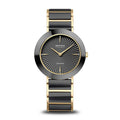 BERING Ceramic Polished Gold 35mm Black Diamond Dial Women's Watch 11435-732