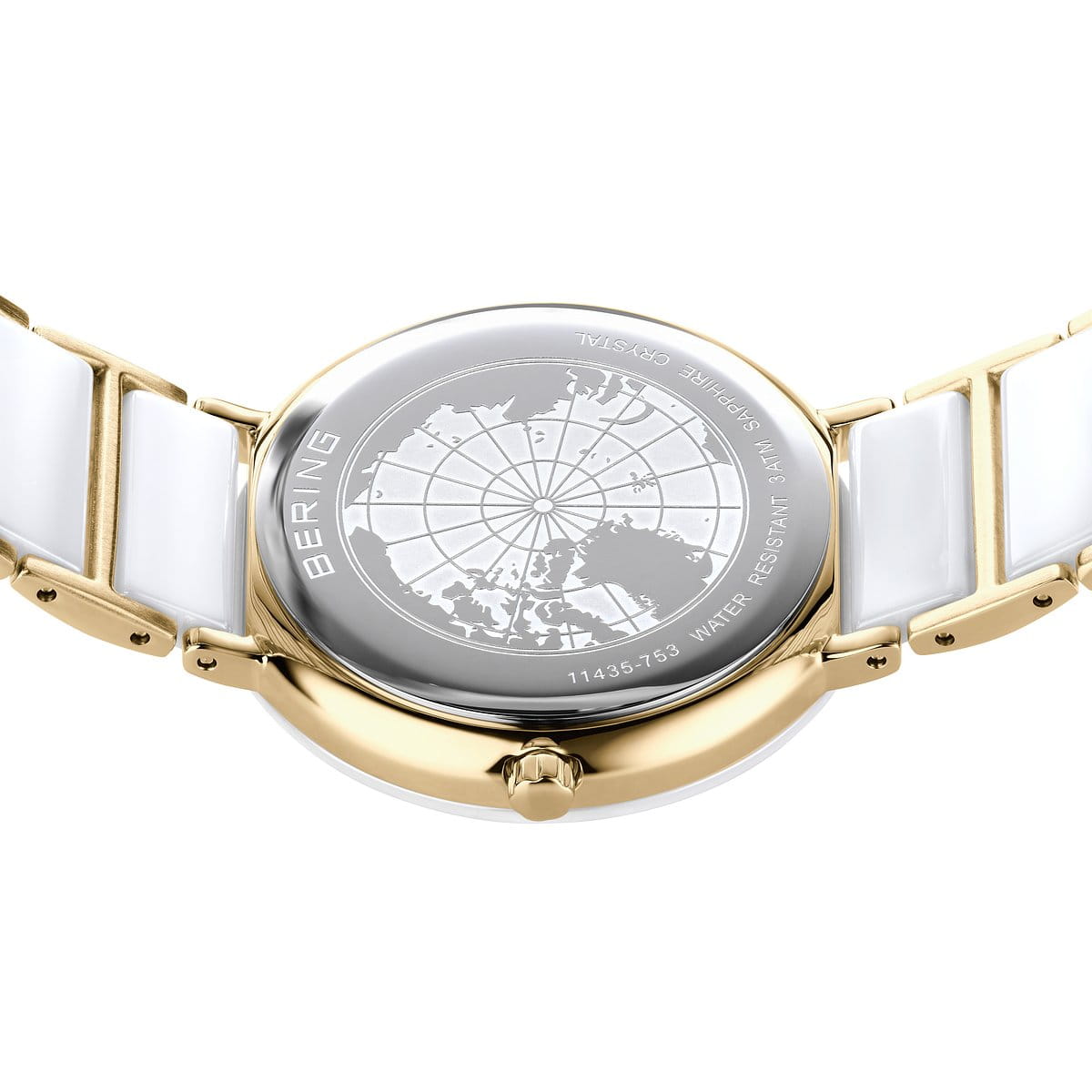 BERING Classic Polished Gold 34mm Silver Sunray Dial Women's Watch 11435-758