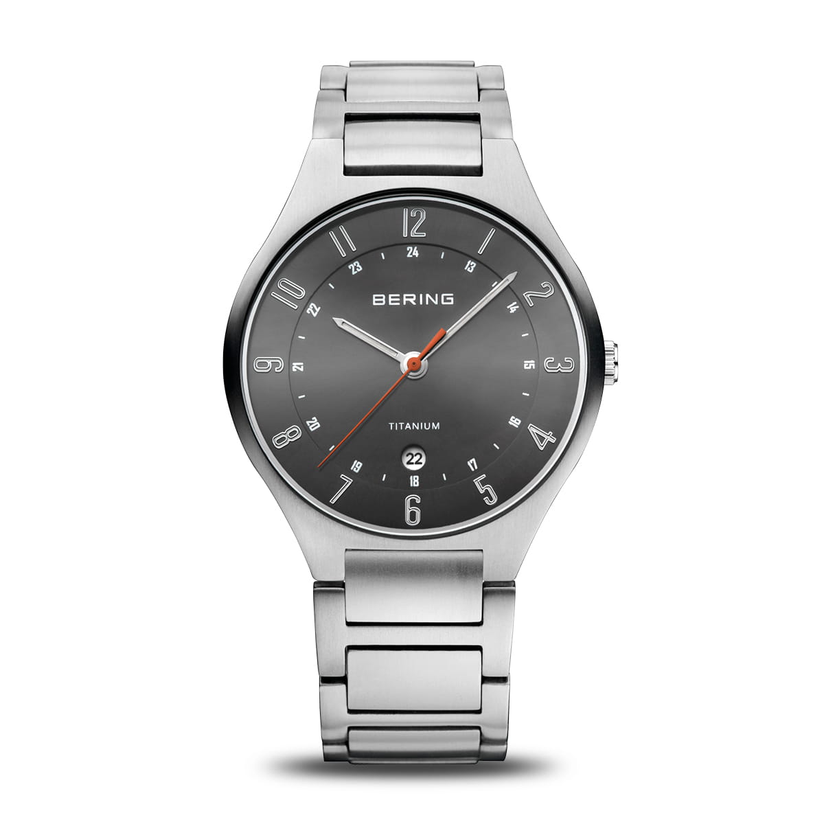 BERING Titanium Brushed Silver 39mm Grey Sunray Dial Men's Watch 11739-772