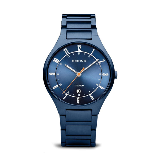 BERING Titanium Matte Blue 39mm Blue Sunray Dial Men's Watch 11739-797