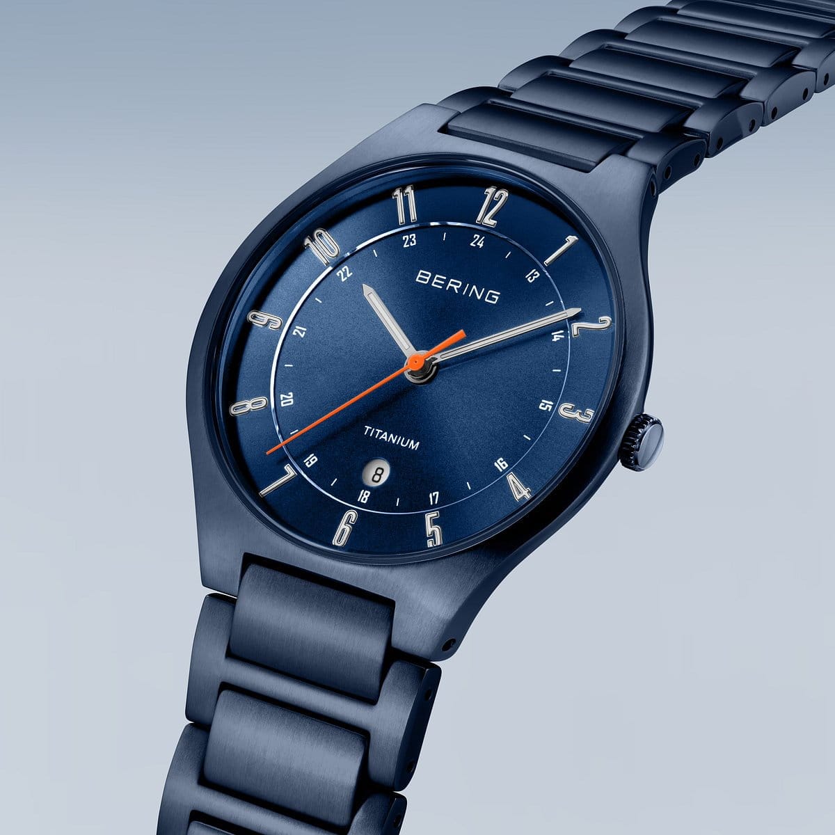 BERING Titanium Matte Blue 39mm Blue Sunray Dial Men's Watch 11739-797