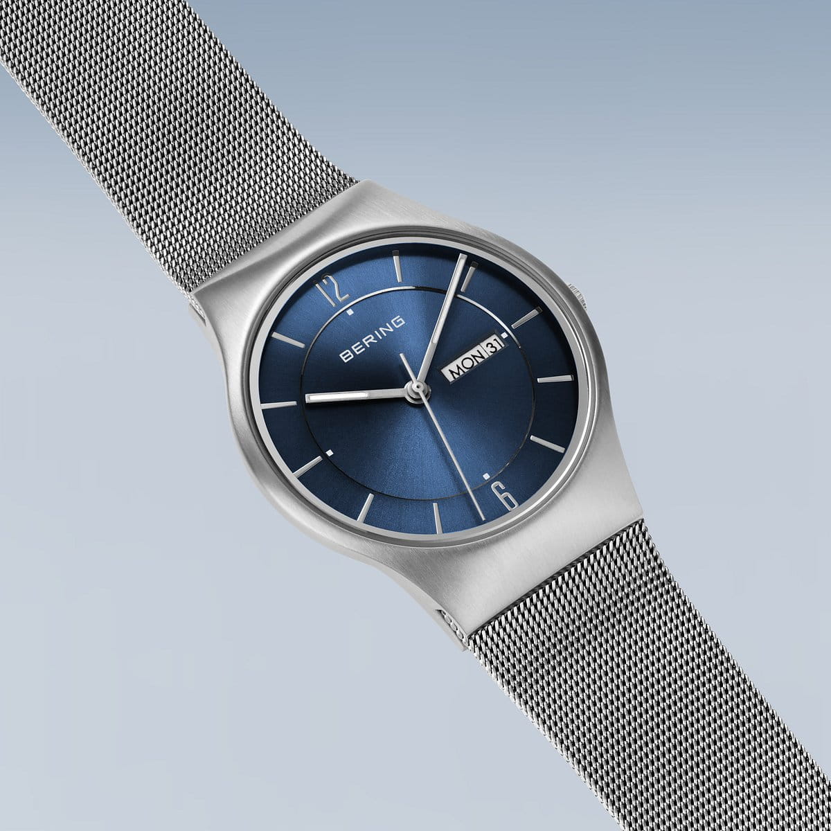 BERING Classic Brushed Silver 40mm Blue Sunray Dial Men's Watch 11938-003