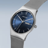 BERING Classic Brushed Silver 40mm Blue Sunray Dial Men's Watch 11938-003