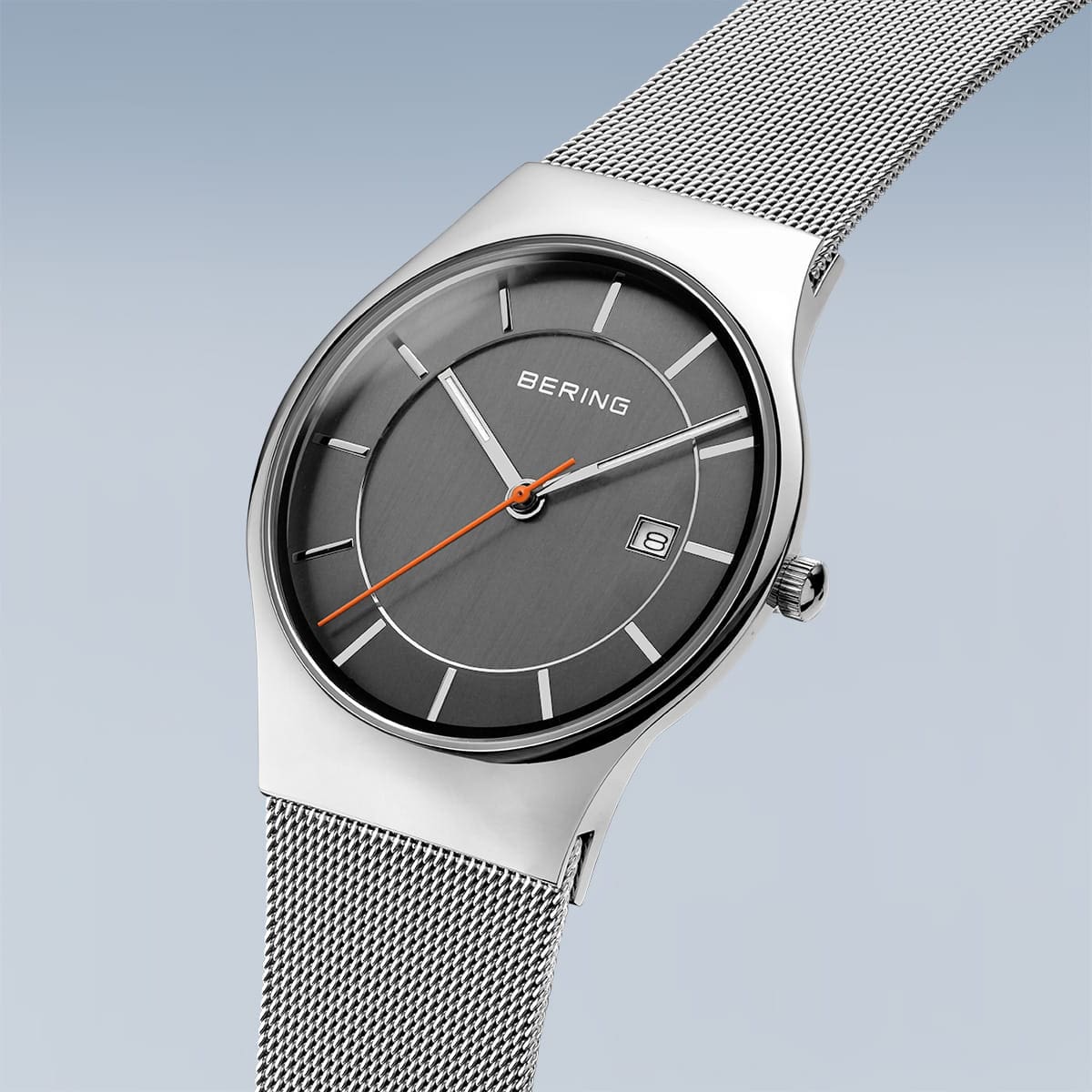 BERING Classic Polished Grey 40mm Grey Dial Men's Watch 11938-007