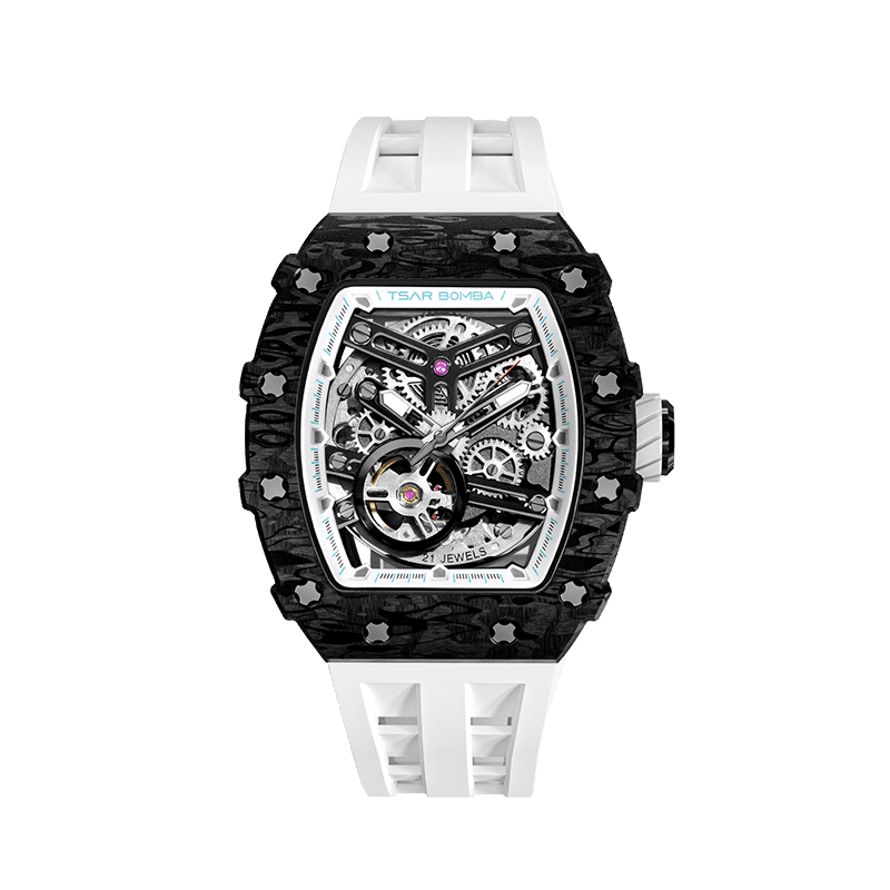 Tsar Bomba Elemental Carbon 43mm Black Skeleton Dial Men's Watch TB8208CF-40