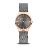 BERING Classic Polished Rose Gold 31mm Grey Sunray Dial Women's Watch 12131-369-GWP