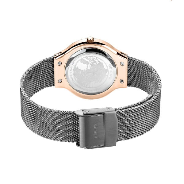 BERING Classic Polished Rose Gold 31mm Grey Sunray Dial Women's Watch 12131-369-GWP