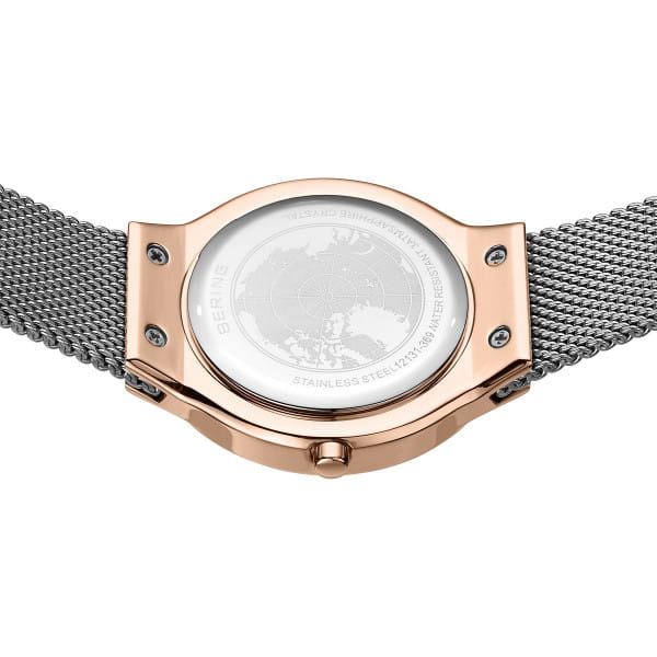 BERING Classic Polished Rose Gold 31mm Grey Sunray Dial Women's Watch 12131-369-GWP