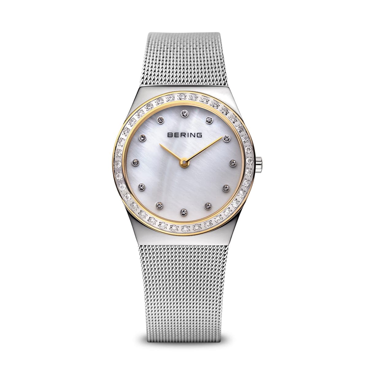 BERING Classic Polished Silver 30mm White Mother of Pearl Dial Women's Watch 12430-010