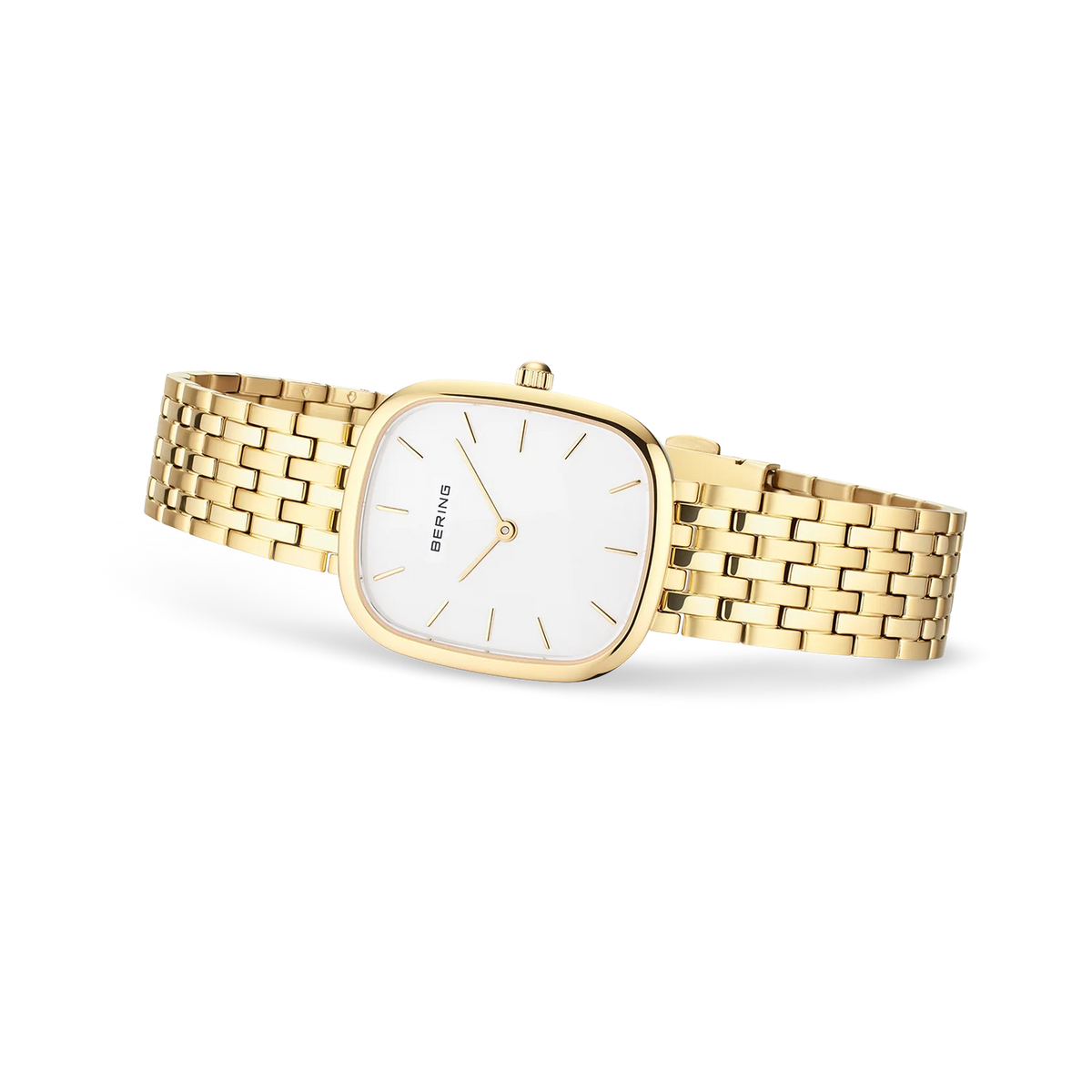 BERING Rectangular Link 26 mm Watch Gold 26mm White Dial Women's Watch 12526-734