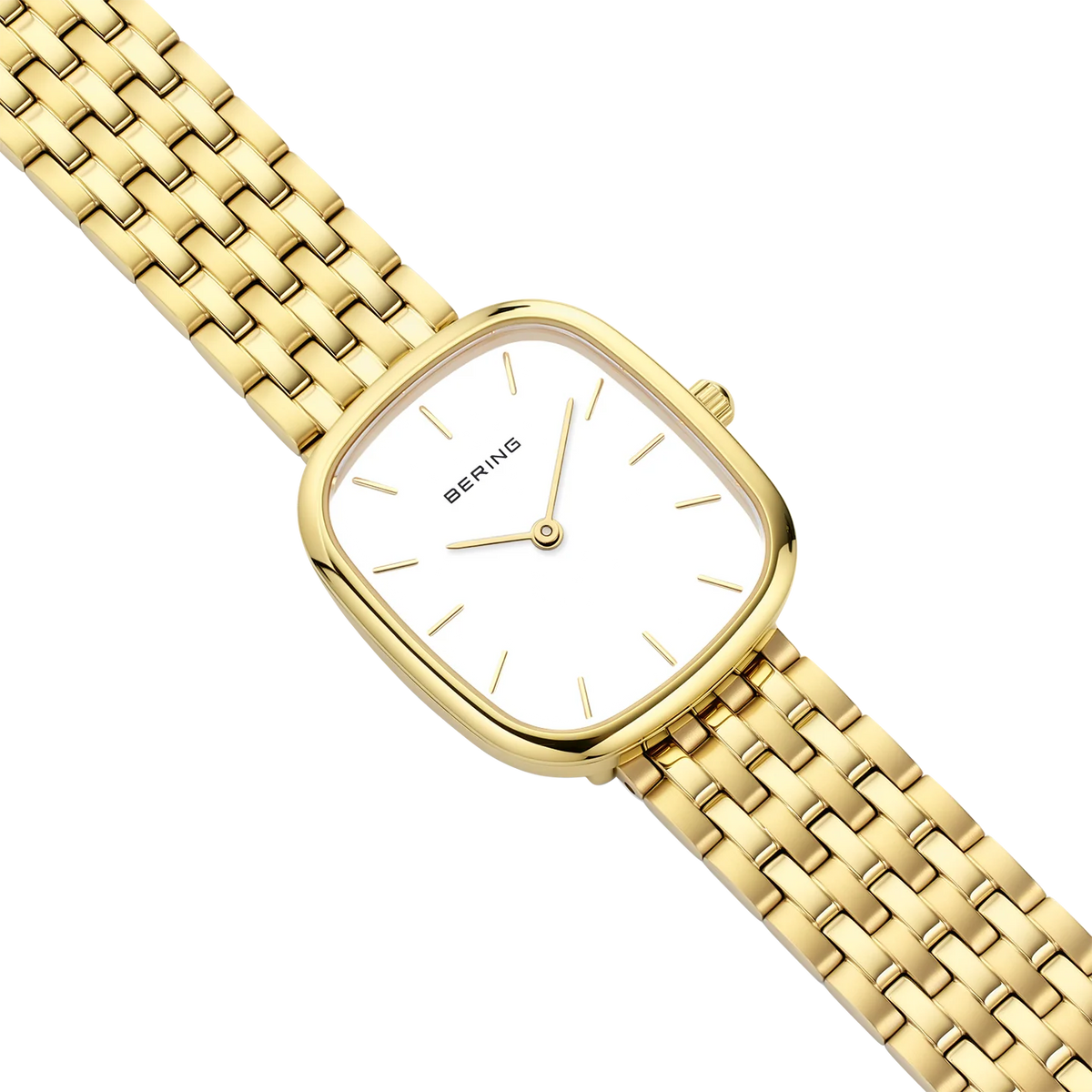 BERING Rectangular Link 26 mm Watch Gold 26mm White Dial Women's Watch 12526-734