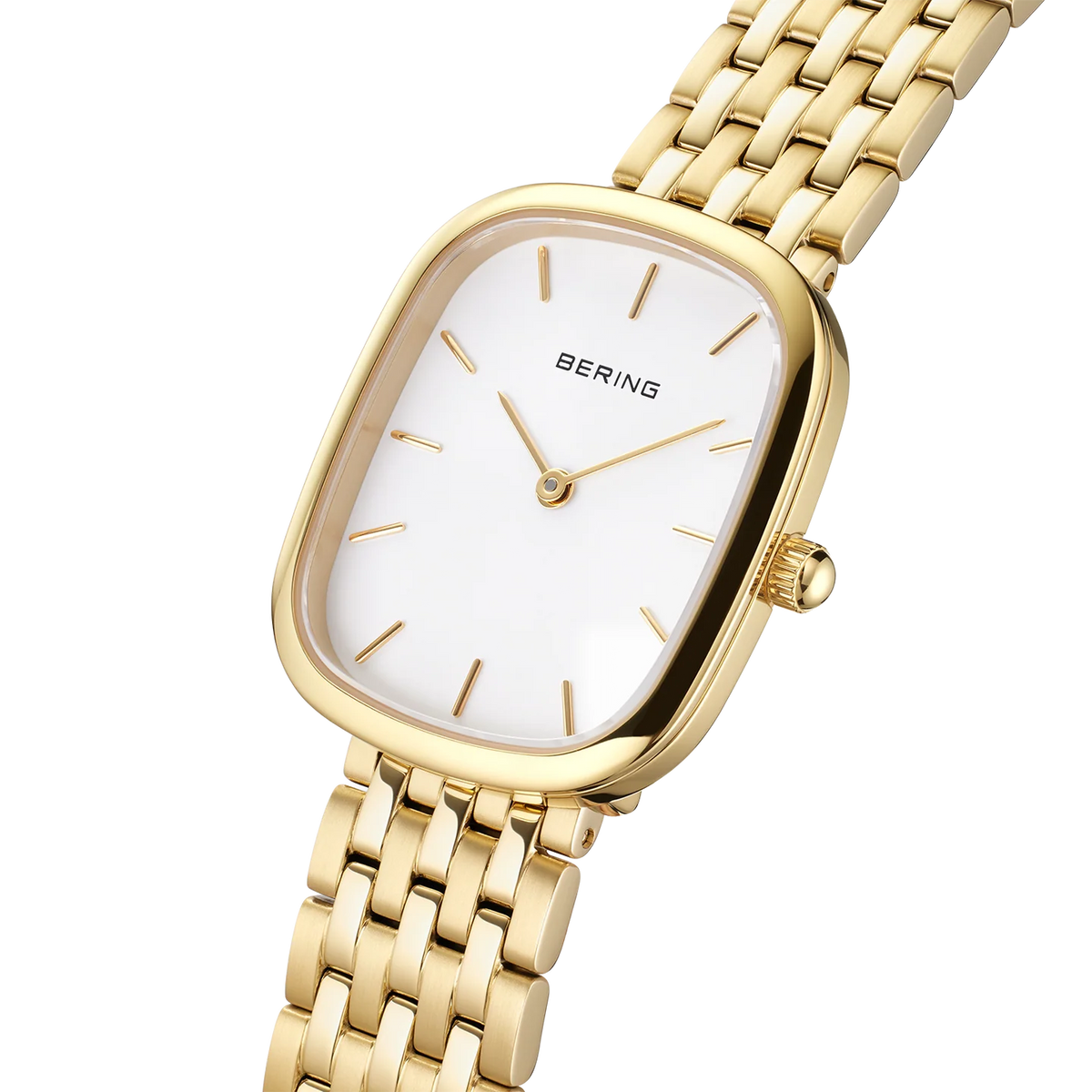 BERING Rectangular Link 26 mm Watch Gold 26mm White Dial Women's Watch 12526-734