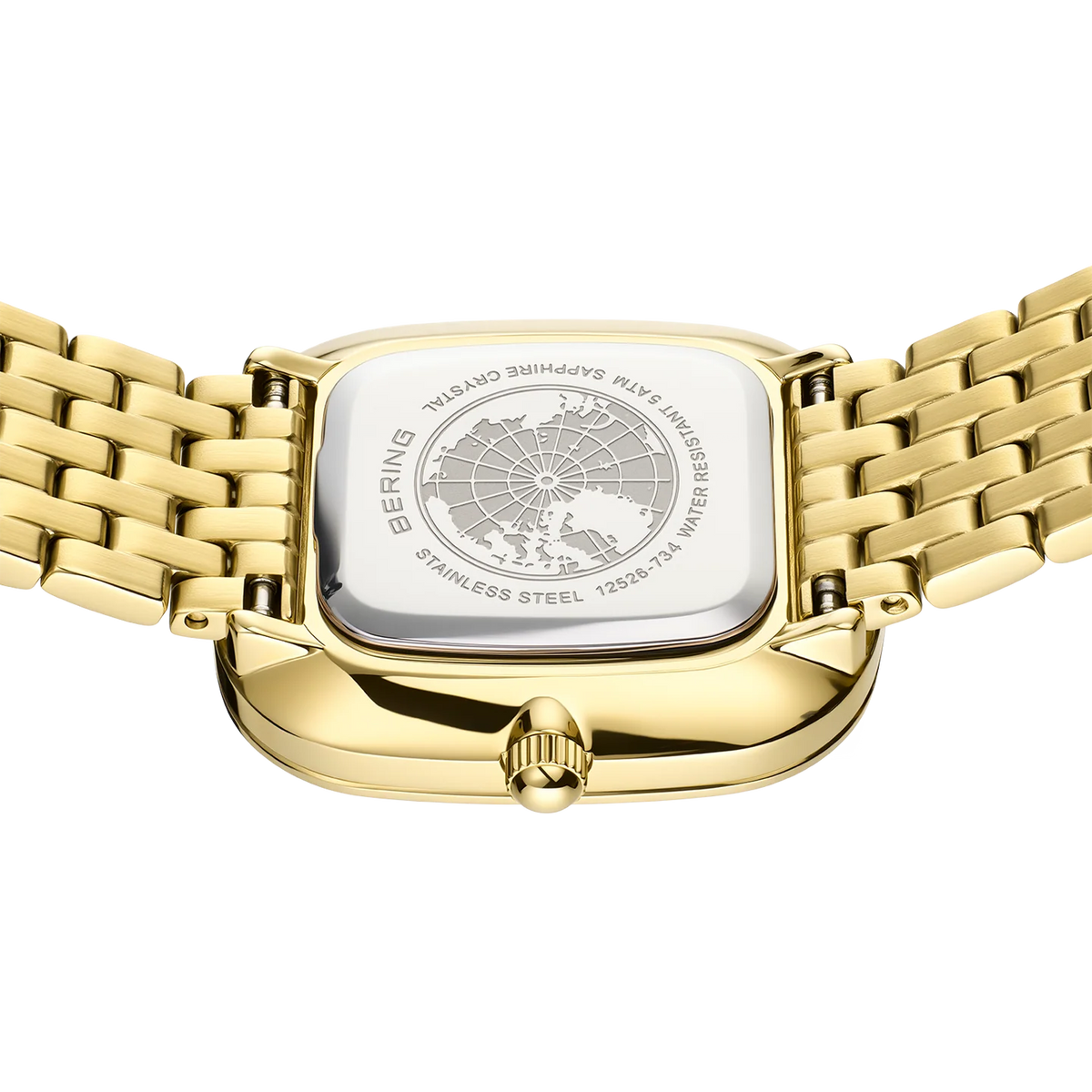 BERING Rectangular Link 26 mm Watch Gold 26mm White Dial Women's Watch 12526-734