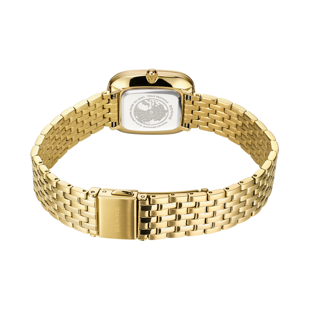 BERING Rectangular Link 26 mm Watch Gold 26mm White Dial Women's Watch 12526-734