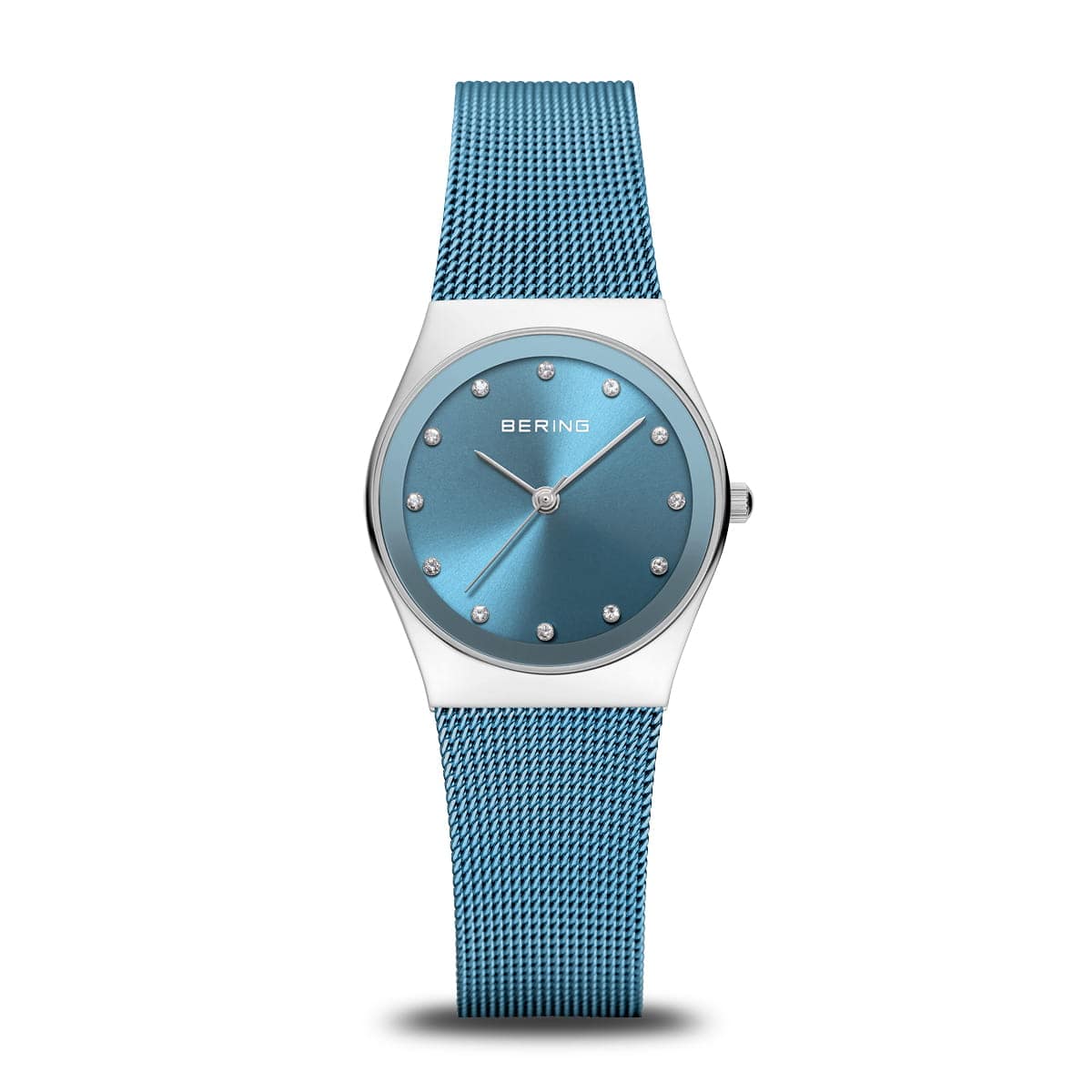 BERING Classic Polished Silver 27mm Blue Sunray Dial Women's Watch 12927-308