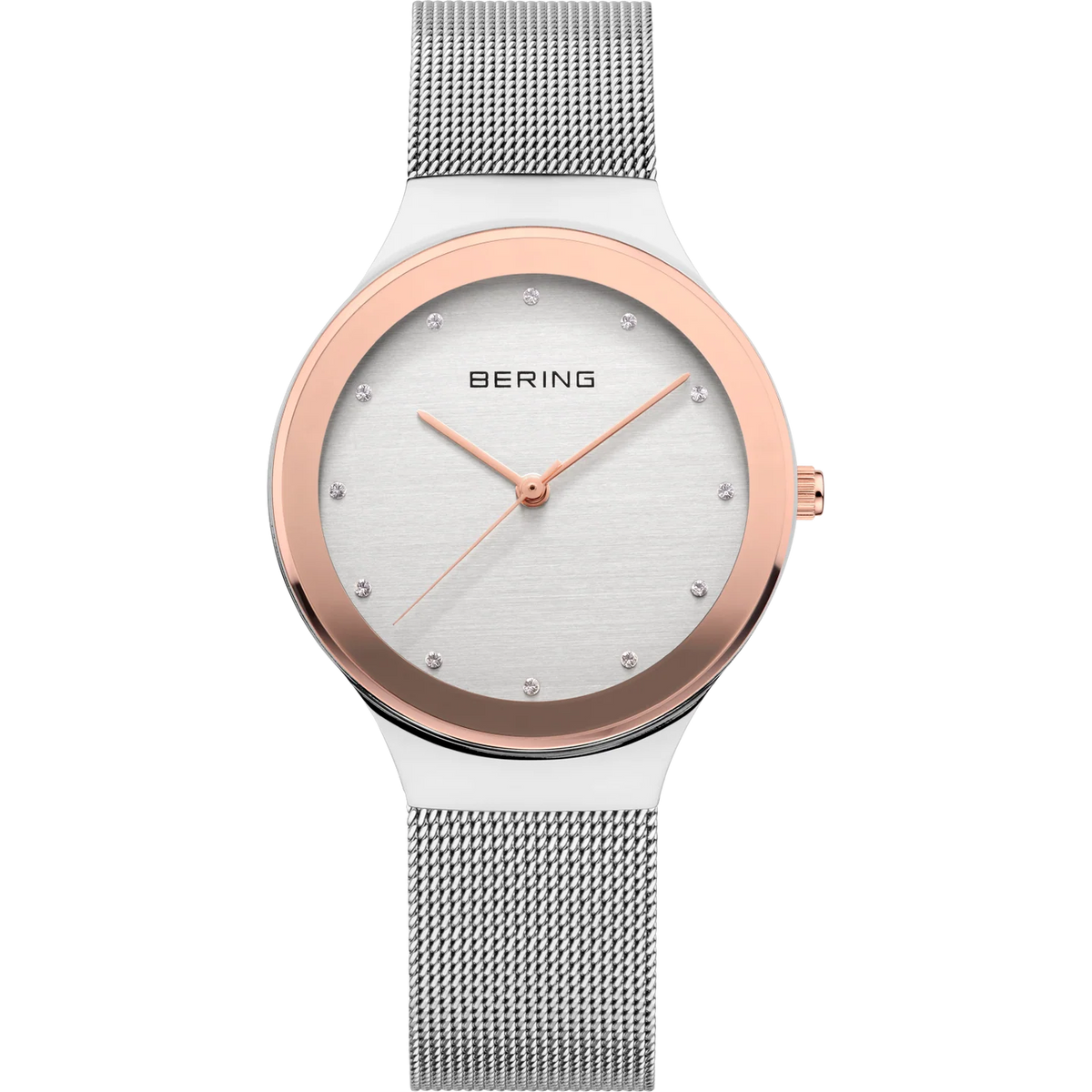 BERING Oval Mesh Watch Silver 34mm Silver Dial Women's Watch 12934-060