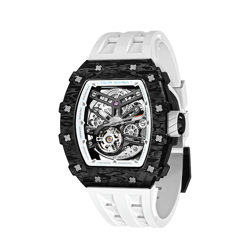 Tsar Bomba Elemental Carbon 43mm Black Skeleton Dial Men's Watch TB8208CF-40