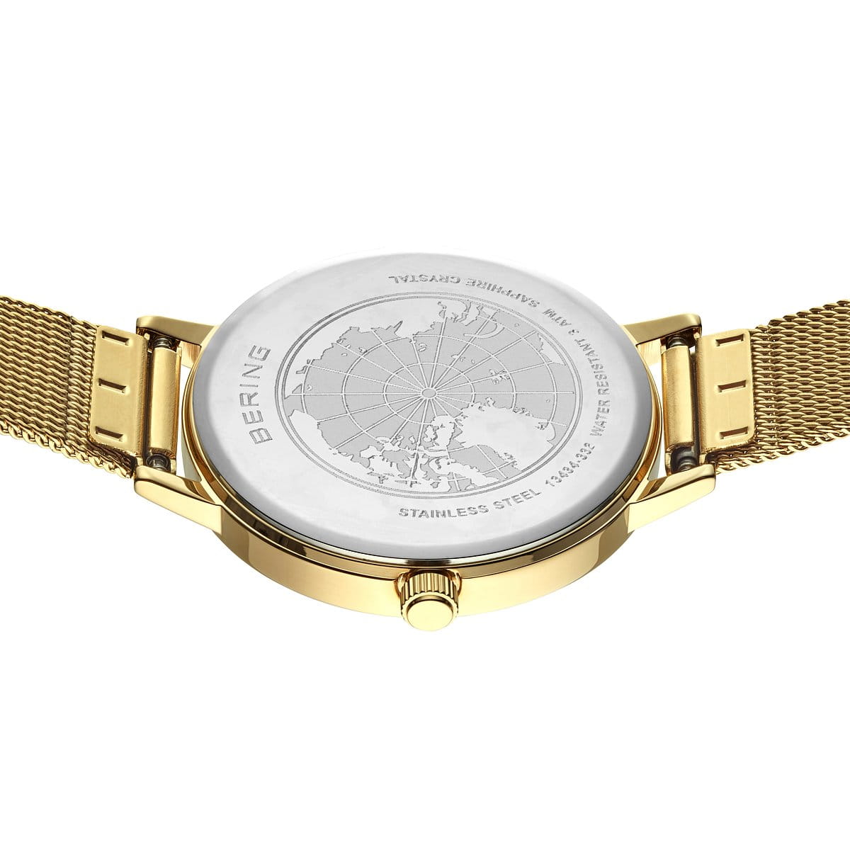 BERING Classic Polished Gold 34mm Black Sunray Dial Women's Watch 13434-332