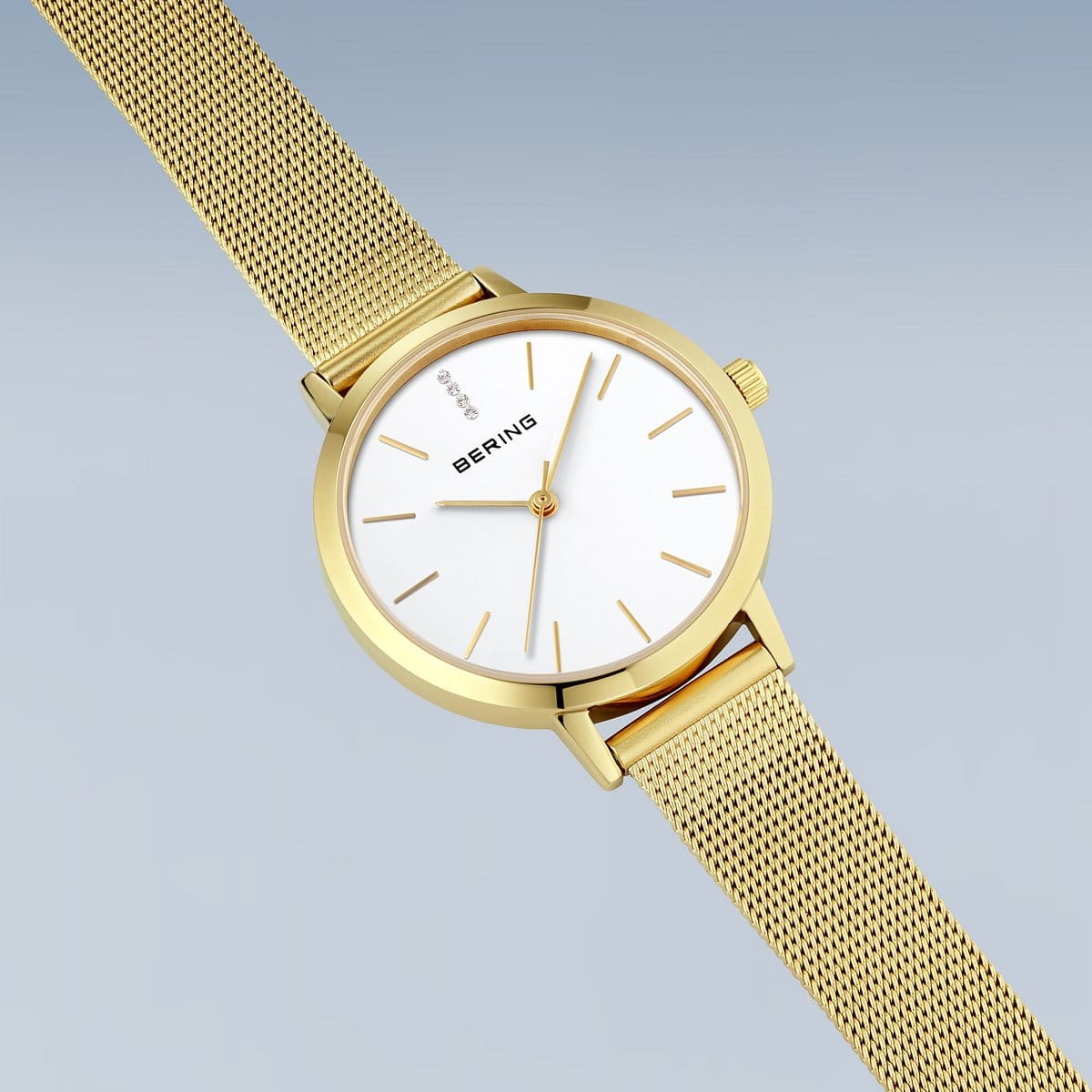 BERING Classic Polished Gold Set Golden Signature 34mm Silver Dial Women's Watch 13434-334-GWP
