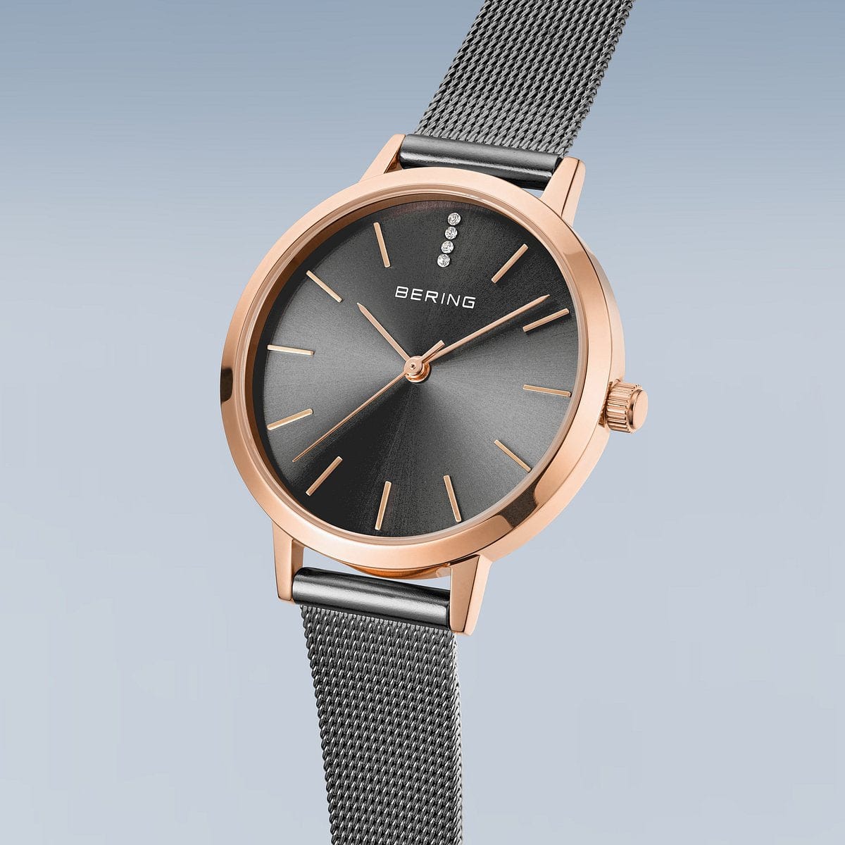 BERING Classic Polished Rose Gold 34mm Grey Dial Women's Watch Rose 13434-369