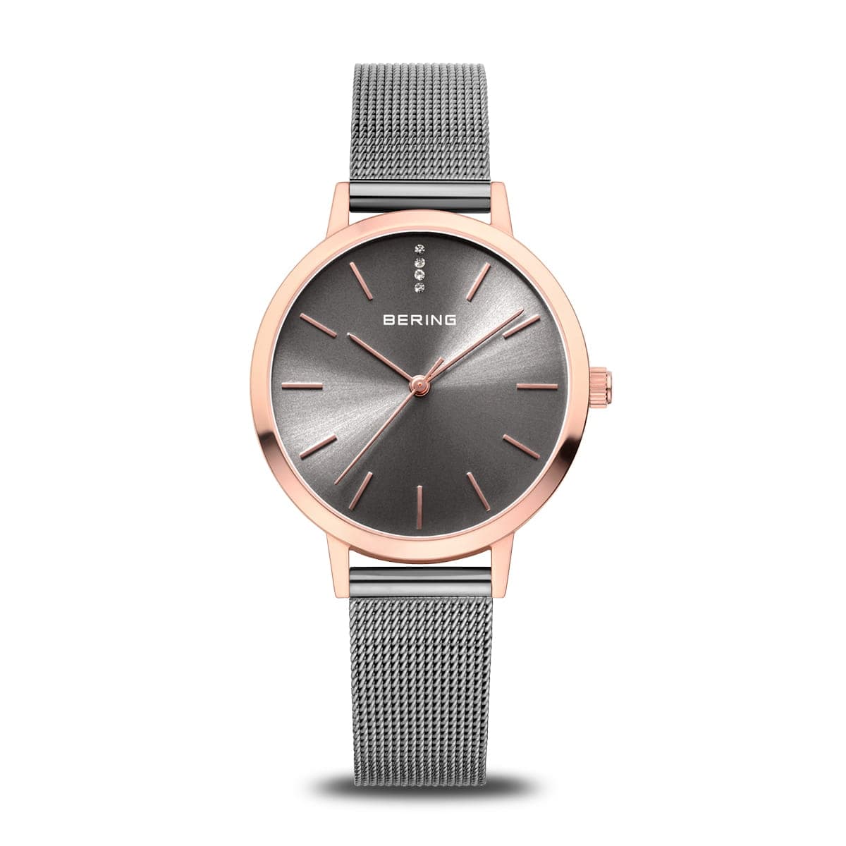 BERING Classic Polished Rose Gold 34mm Grey Dial Women's Watch Rose 13434-369