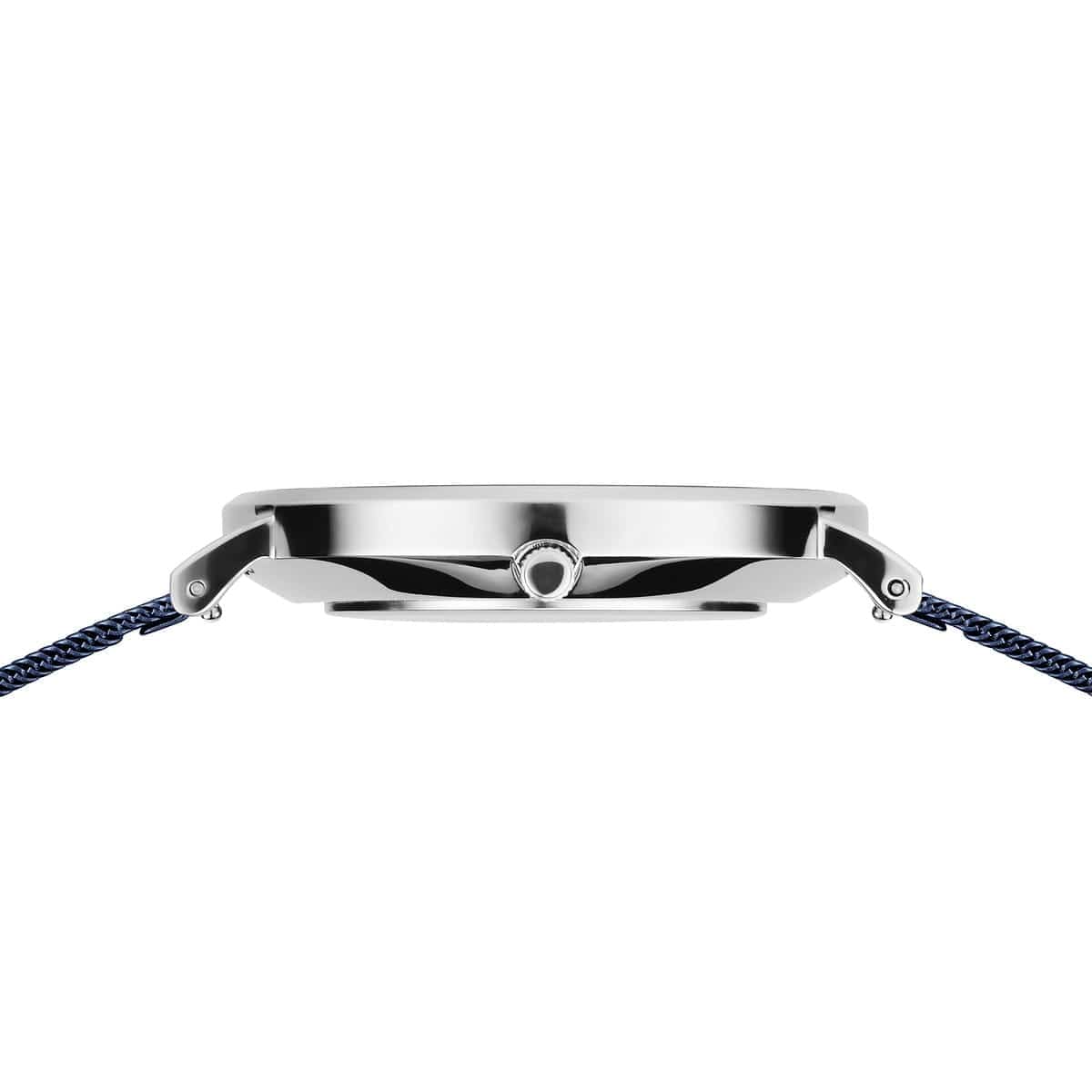 BERING Classic Polished Silver 40mm Blue Sunray Dial Men's Watch 14040-307