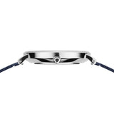 BERING Classic Polished Silver 40mm Blue Sunray Dial Men's Watch 14040-307