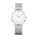 BERING Classic Polished Silver 34mm White Dial Women's Watch 14134-004
