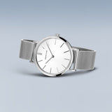 BERING Classic Polished Silver 34mm White Dial Women's Watch 14134-004
