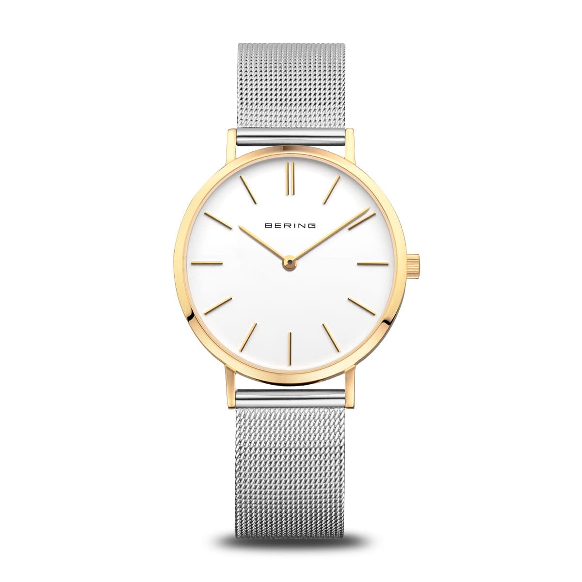 BERING Classic Polished Gold 34mm White Dial Women's Watch 14134-010