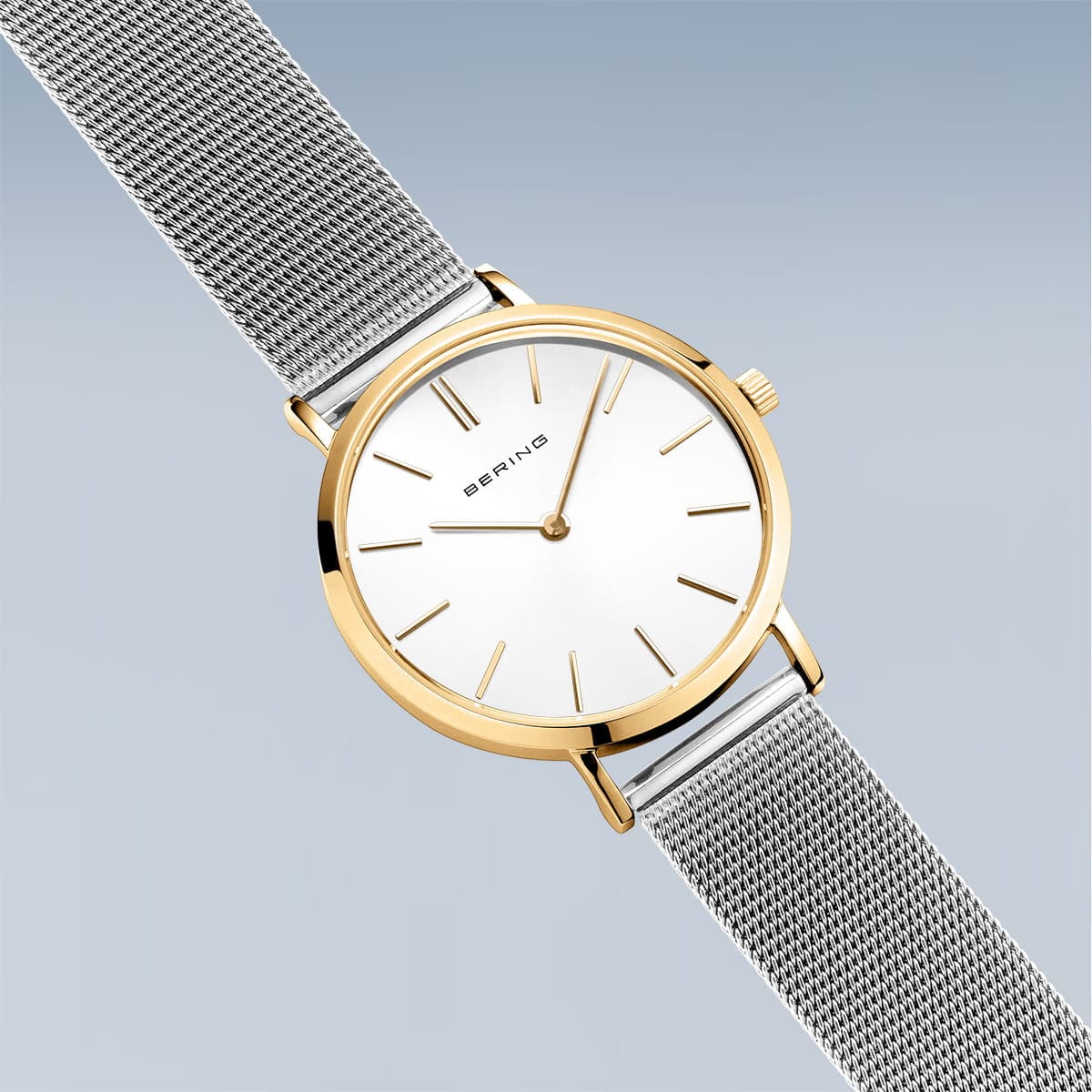 BERING Classic Polished Gold 34mm White Dial Women's Watch 14134-010