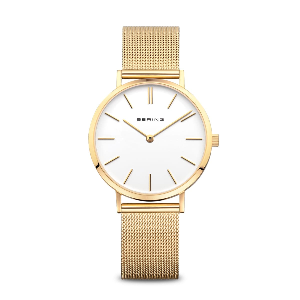 BERING Classic Polished Gold 34mm White Dial Women's Watch 14134-331