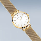 BERING Classic Polished Gold 34mm White Dial Women's Watch 14134-331