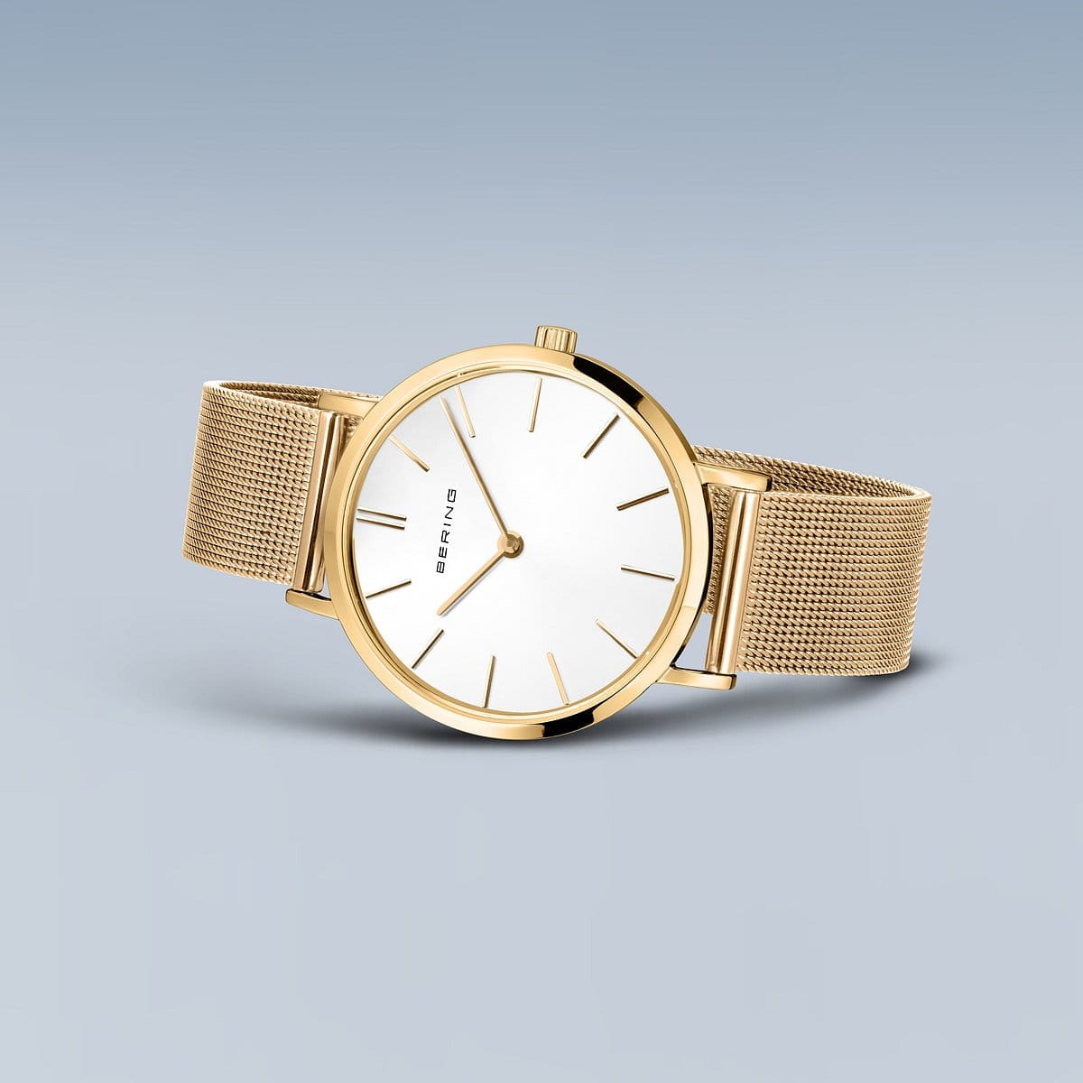 BERING Classic Polished Gold 34mm White Dial Women's Watch 14134-331