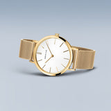 BERING Classic Polished Gold 34mm White Dial Women's Watch 14134-331