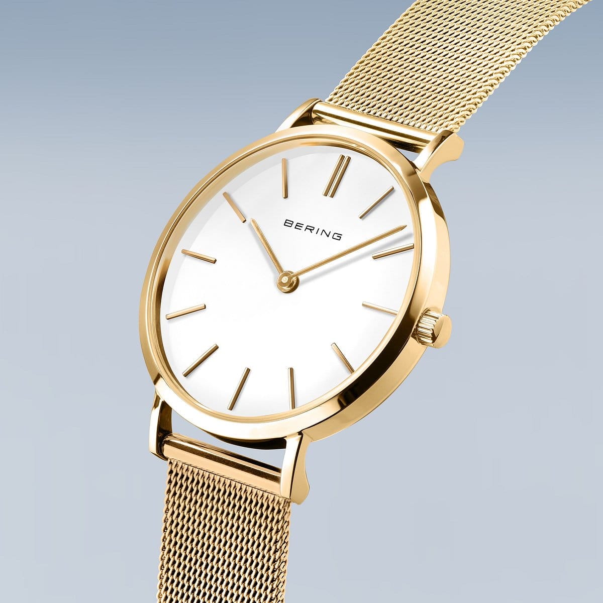 BERING Classic Polished Gold 34mm White Dial Women's Watch 14134-331