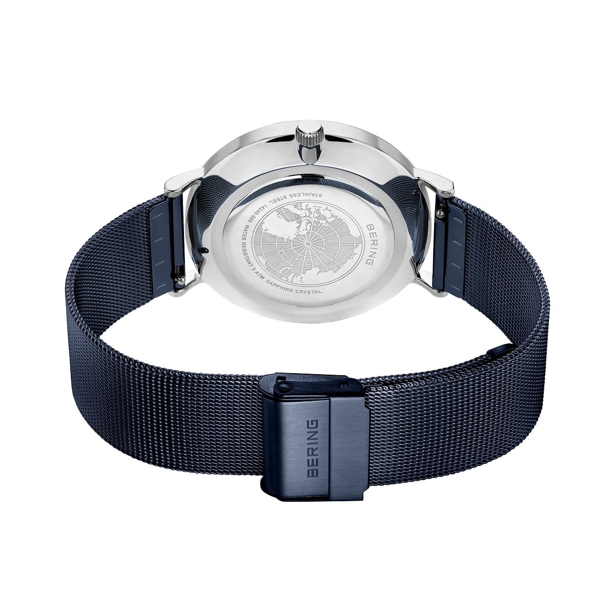 BERING Classic Brushed Silver 40mm Blue Sunray Dial Men's Watch 14240-300