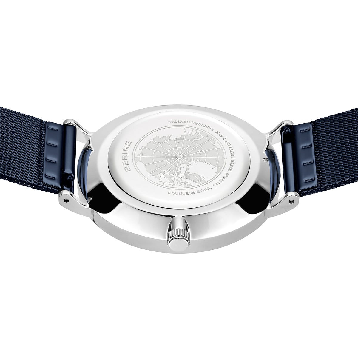 BERING Classic Brushed Silver 40mm Blue Sunray Dial Men's Watch 14240-300