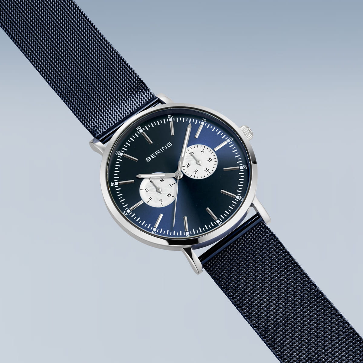 BERING Classic Brushed Silver 40mm Blue Sunray Dial Men's Watch 14240-300
