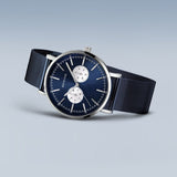 BERING Classic Brushed Silver 40mm Blue Sunray Dial Men's Watch 14240-300