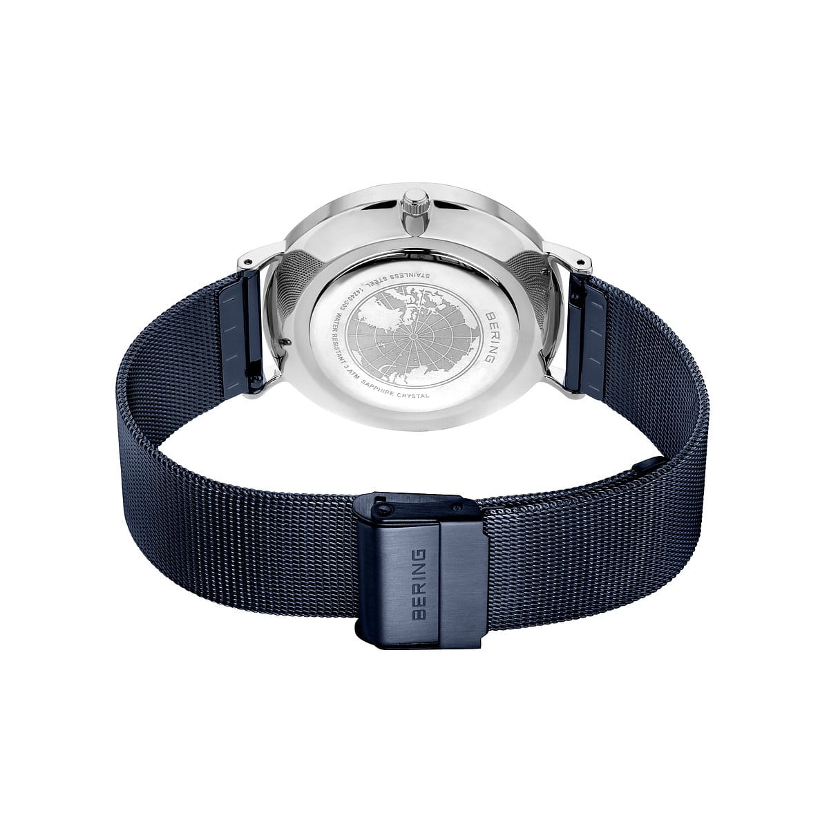 BERING Classic Polished Silver 40mm Blue Sunray Dial Men's Watch 14240-303