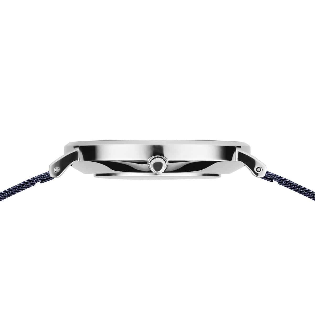 BERING Classic Polished Silver 40mm Blue Sunray Dial Men's Watch 14240-303