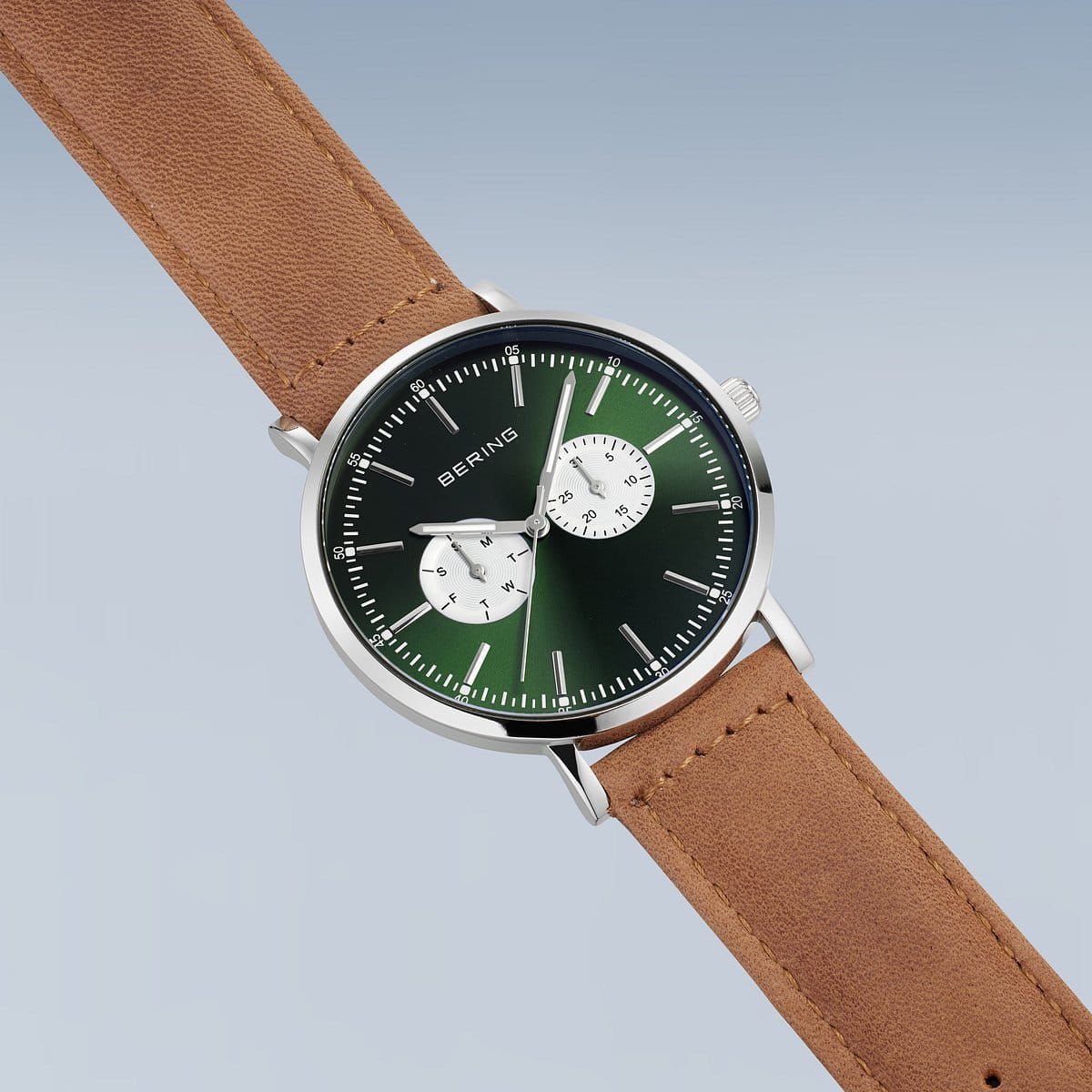 BERING Classic Brushed Silver 40mm Green Sunray Dial Men's Watch 14240-508