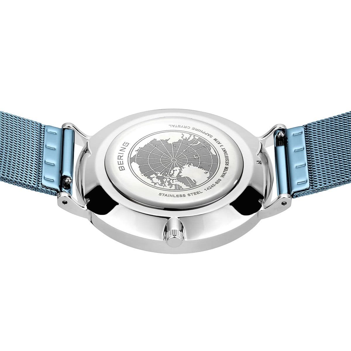 BERING Classic Polished Silver 40mm Blue Sunray Dial Men's Watch 14240-809