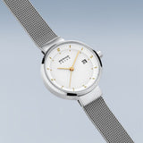BERING Solar Polished Silver 26mm White Dial Women's Watch 14426-001
