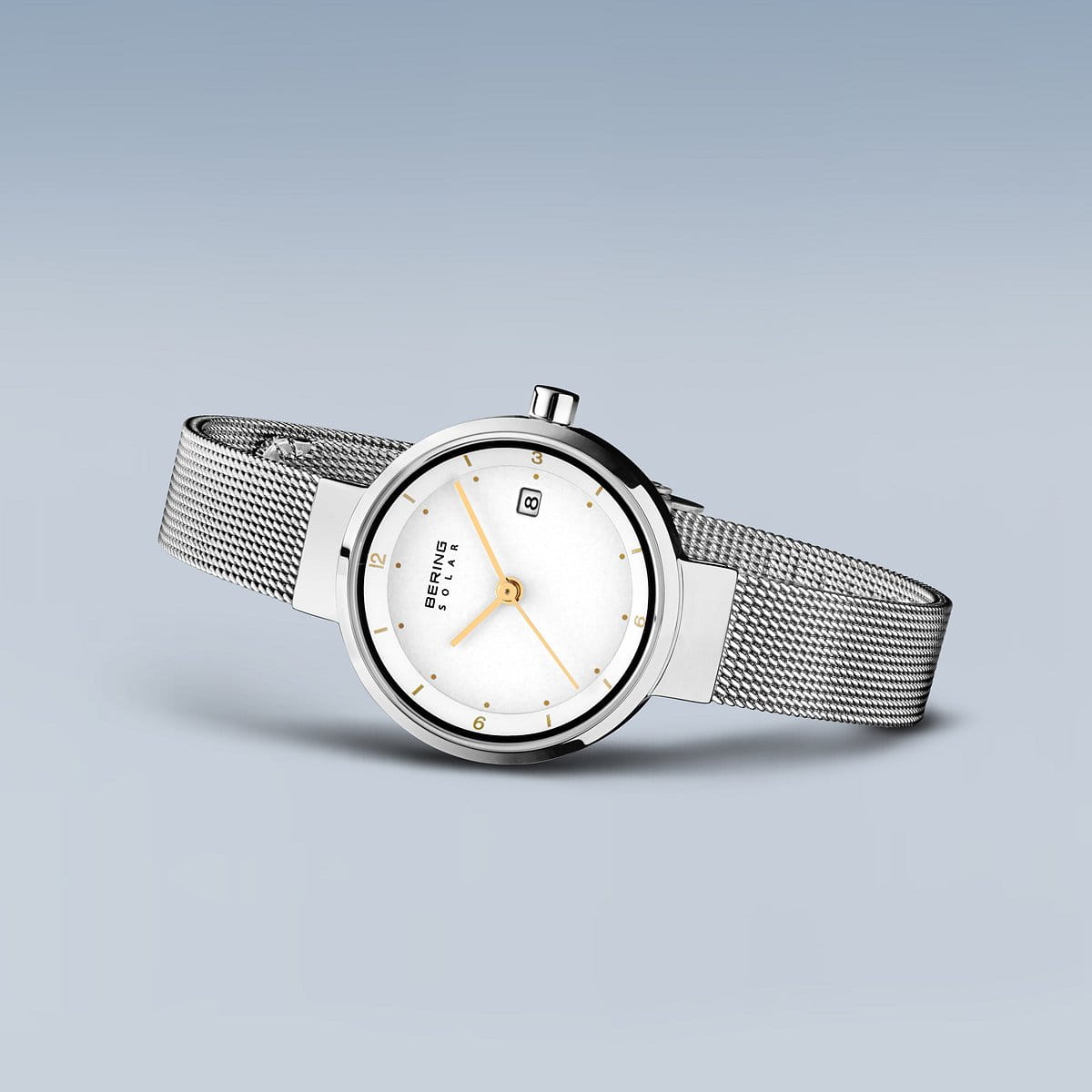 BERING Solar Polished Silver 26mm White Dial Women's Watch 14426-001