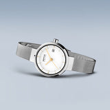 BERING Solar Polished Silver 26mm White Dial Women's Watch 14426-001