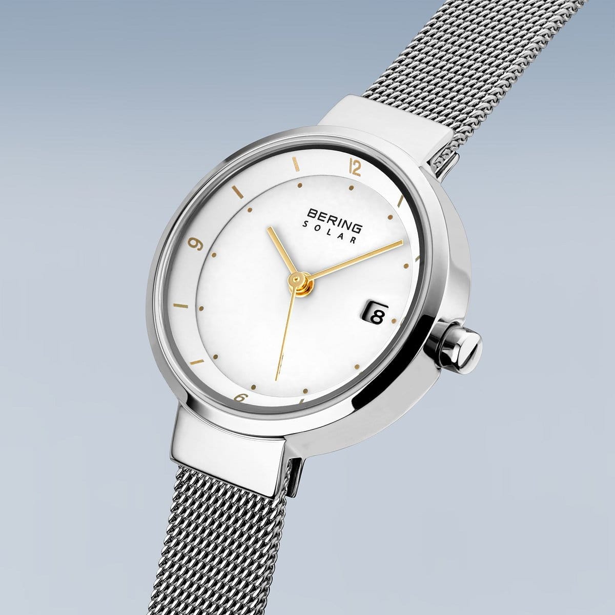 BERING Solar Polished Silver 26mm White Dial Women's Watch 14426-001
